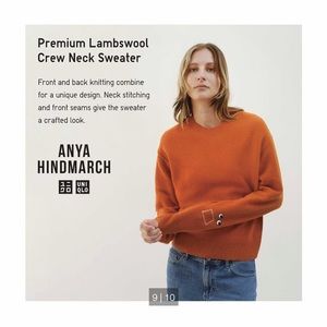 NWT Anya Hindmarch x Uniqlo Lambswool Orange Sweater Sz. M